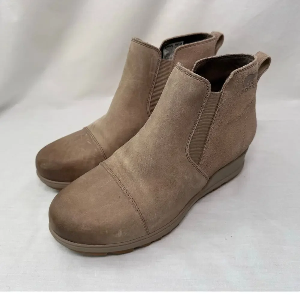 Sorel Women's Evie Pull-On Chelsea Boots, Taupe Suede, Size 9